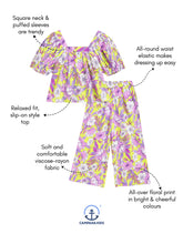 Load image into Gallery viewer, Campana Girls Mia Crop Top with Trousers Clothing Set - Tropical Floral Print - Yellow & Pink