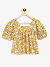 Load image into Gallery viewer, Campana Girls Mia Crop Top with Trousers Clothing Set - Flower Sketch Print - Yellow