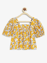 Load image into Gallery viewer, Campana Girls Mia Crop Top with Trousers Clothing Set - Flower Sketch Print - Yellow