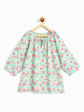 Load image into Gallery viewer, Campana Girls Nora Top with Tie Ups - Petit Flower Print - Sea Green & Pink