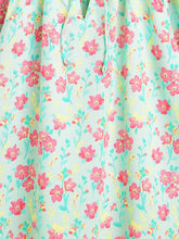 Load image into Gallery viewer, Campana Girls Nora Top with Tie Ups - Petit Flower Print - Sea Green & Pink