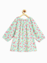 Load image into Gallery viewer, Campana Girls Nora Top with Tie Ups - Petit Flower Print - Sea Green & Pink