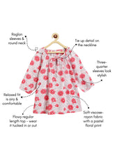 Load image into Gallery viewer, Campana Girls Nora Top - Seamless Floral Print - Pink & Red