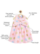 Load image into Gallery viewer, Campana Girls Claire 100% Cotton Dress with Bow - Flower Doodle Print - Pink