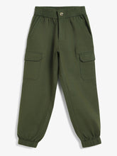 Load image into Gallery viewer, Campana Boys Travis Cotton-Lycra Cargo Joggers - Military Green