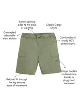 Load image into Gallery viewer, Campana Boys Yohan 100% Cotton Cargo Shorts - Sage Green