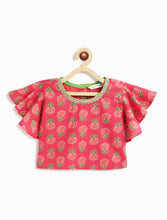 Load image into Gallery viewer, Campana Girls Gulnaz Lehenga Set - Floral Print - Pink