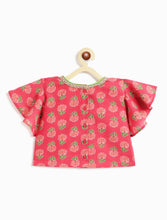 Load image into Gallery viewer, Campana Girls Gulnaz Lehenga Set - Floral Print - Pink