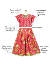 Load image into Gallery viewer, Campana Girls Gulnaz Lehenga Set - Floral Print - Pink