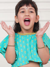 Load image into Gallery viewer, Campana Girls Gulnaz Lehenga Set - Blockprint & Jaal Print - Turquoise