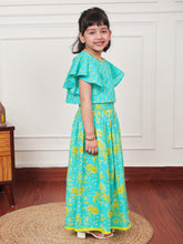 Load image into Gallery viewer, Campana Girls Gulnaz Lehenga Set - Blockprint & Jaal Print - Turquoise