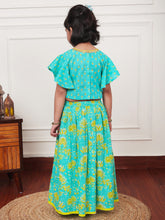 Load image into Gallery viewer, Campana Girls Gulnaz Lehenga Set - Blockprint & Jaal Print - Turquoise