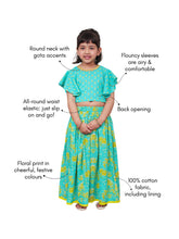 Load image into Gallery viewer, Campana Girls Gulnaz Lehenga Set - Blockprint & Jaal Print - Turquoise