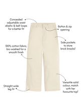 Load image into Gallery viewer, Campana Girls Celine Solid Trousers - Off White
