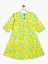 Load image into Gallery viewer, Campana Girls Mira Pure Cotton Leafy Print Kurta - Lime Green