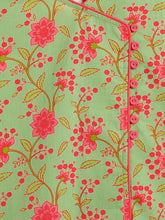 Load image into Gallery viewer, Campana Girls Mira Pure Cotton Floral Print Kurta - Green & Peach