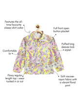 Load image into Gallery viewer, Campana Girls Melody Tropical Floral Printed Shirt Style Top - Yellow and Pink