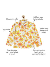 Load image into Gallery viewer, Campana Girls Melody Floral Printed Shirt Style Top - White & Orange