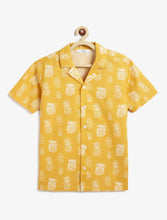 Load image into Gallery viewer, Campana Boys Kenji Half Sleeves Printed Cotton Shirt - Pineapple Print - Yellow