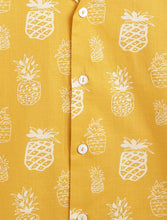 Load image into Gallery viewer, Campana Boys Kenji Half Sleeves Printed Cotton Shirt - Pineapple Print - Yellow