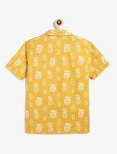 Load image into Gallery viewer, Campana Boys Kenji Half Sleeves Printed Cotton Shirt - Pineapple Print - Yellow
