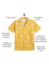Load image into Gallery viewer, Campana Boys Kenji Half Sleeves Printed Cotton Shirt - Pineapple Print - Yellow
