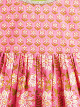 Load image into Gallery viewer, Campana Girls Madhuri Pure Cotton Floral Printed Long Kurta - Pink