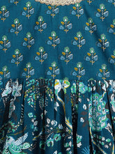 Load image into Gallery viewer, Campana Girls Madhuri Pure Cotton Floral Printed Long Kurta - Navy & Green