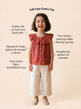 Load image into Gallery viewer, Campana Girls Nina Pure Cotton Frilled Yoke Top - Rust