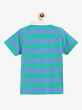 Load image into Gallery viewer, Campana Boys Pablo Half Sleeves Rugby Stripes Polo T-Shirt - Green & Blue
