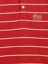 Load image into Gallery viewer, Campana Boys Pack of 2 Striped Cotton Polo T-Shirts - Red & Green