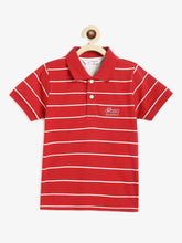 Load image into Gallery viewer, Campana Boys Pack of 2 Striped Cotton Polo T-Shirts - Red & Green