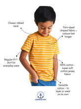 Load image into Gallery viewer, Campana Boys Kobe Striped Pure Cotton T-Shirt - Tuscan Yellow