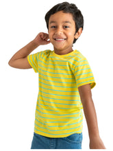 Load image into Gallery viewer, Campana Boys Kobe Striped Pure Cotton T-Shirt - Yellow & Turquoise