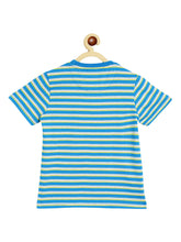 Load image into Gallery viewer, Campana Boys Kobe Striped Pure Cotton T-Shirt - French Blue & Grey Melange