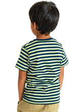 Load image into Gallery viewer, Campana Boys Kobe Striped Pure Cotton T-Shirt - Navy & Grey Melange