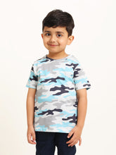 Load image into Gallery viewer, Campana Boys Kobe Camouflage Print Cotton T-Shirt - Blue & Grey