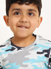 Load image into Gallery viewer, Campana Boys Kobe Camouflage Print Cotton T-Shirt - Blue & Grey