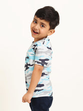 Load image into Gallery viewer, Campana Boys Kobe Camouflage Print Cotton T-Shirt - Blue & Grey