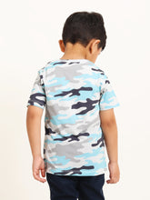 Load image into Gallery viewer, Campana Boys Kobe Camouflage Print Cotton T-Shirt - Blue & Grey