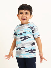 Load image into Gallery viewer, Campana Boys Kobe Camouflage Print Cotton T-Shirt - Blue & Grey