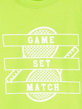 Load image into Gallery viewer, Campana Boys Daniel Half Sleeves Tennis Theme Printed Cotton T-shirt - Lime Green