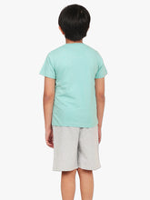 Load image into Gallery viewer, Campana Boys Daniel Half Sleeves Athletics Theme Printed Cotton T-shirt - Ocean Blue