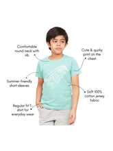 Load image into Gallery viewer, Campana Boys Daniel Half Sleeves Athletics Theme Printed Cotton T-shirt - Ocean Blue