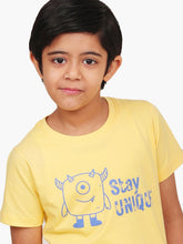 Load image into Gallery viewer, Campana Boys Daniel Half Sleeves T-shirt - Unique Print - Lemon Yellow