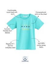 Load image into Gallery viewer, Campana Boys Daniel Half Sleeves Science Theme Printed Cotton T-shirt - Turquoise Blue
