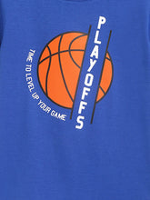 Load image into Gallery viewer, Campana Boys Daniel Half Sleeves Basketball Theme Printed Cotton T-shirt - Purplish Blue