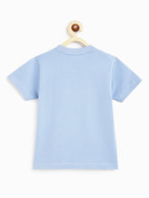 Load image into Gallery viewer, Campana Boys Daniel Half Sleeves Tennis Theme Printed Cotton T-shirt - Chambray Blue