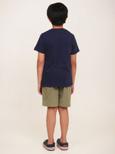 Load image into Gallery viewer, Campana Boys Daniel Half Sleeves Robot Printed Cotton T-Shirt - Navy Blue
