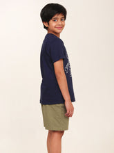 Load image into Gallery viewer, Campana Boys Daniel Half Sleeves Robot Printed Cotton T-Shirt - Navy Blue